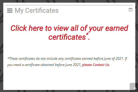 Example of where to find your certificates.